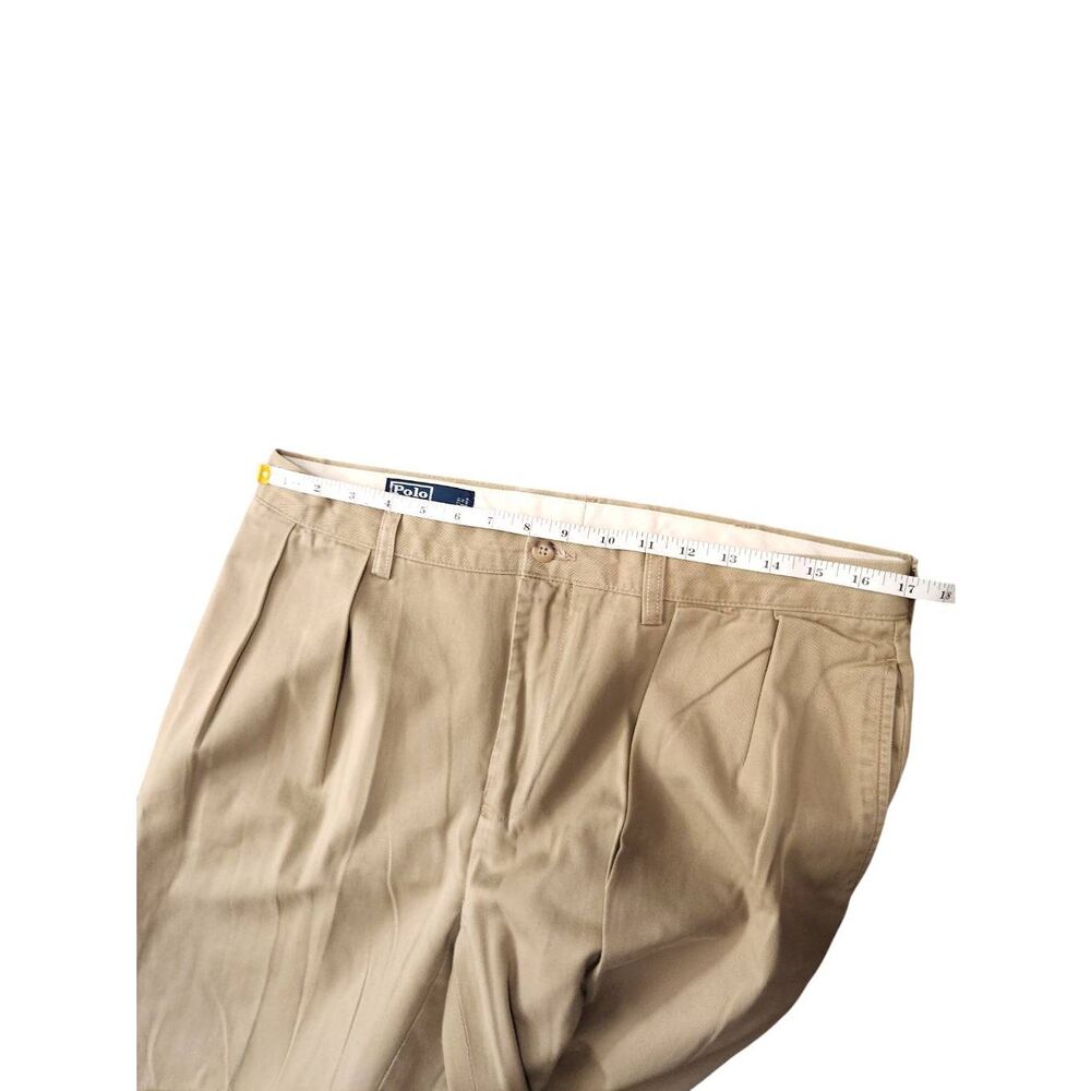 Polo Ralph Lauren Khaki pants Pleated tan Men's 34x29* Measured Pony Logo Ethan - Picture 4 of 9